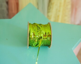 3 yards Lime Green Sequins - Vintage Trim Juvenile 70s 80s New Old Stock Fun Bling Costumes