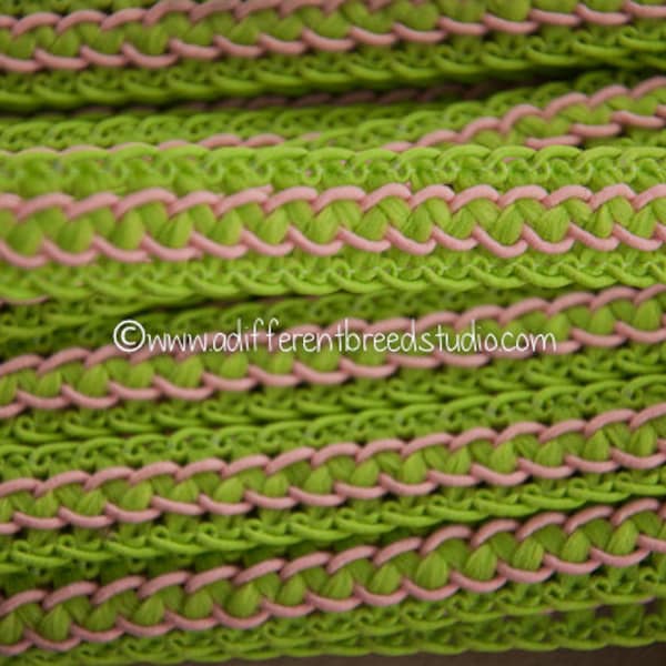 Lime Green and Pink - 3 yards Vintage Trim New Old Stock 60s 70s Edging Gimp