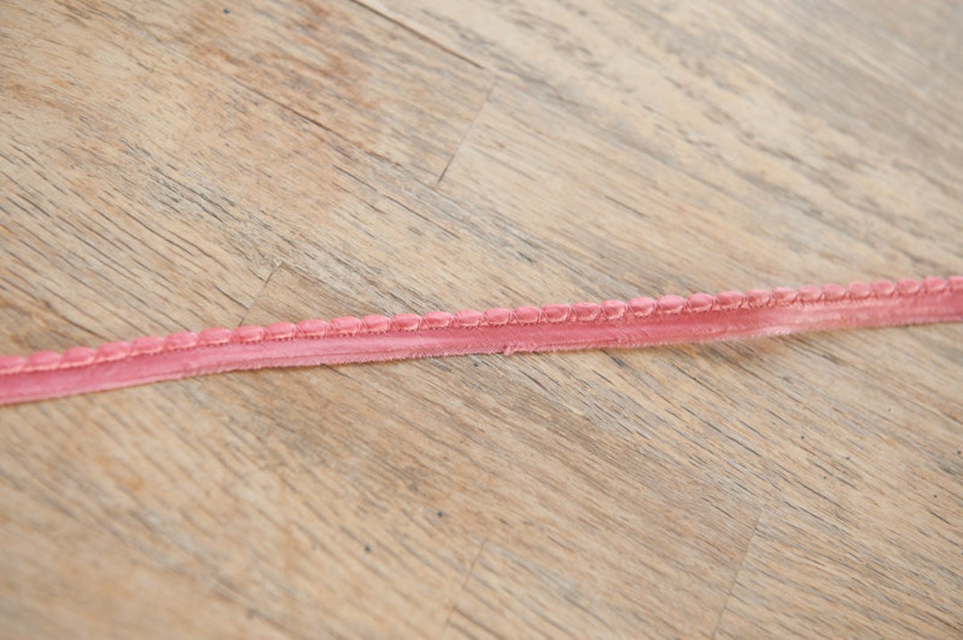 3 Yards Pink Satin Piping Vintage Trim Embroidered 70s New Old Stock