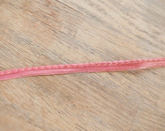 3 yards Pink Satin Piping-  Vintage Trim Embroidered 70s New Old Stock Scalloped