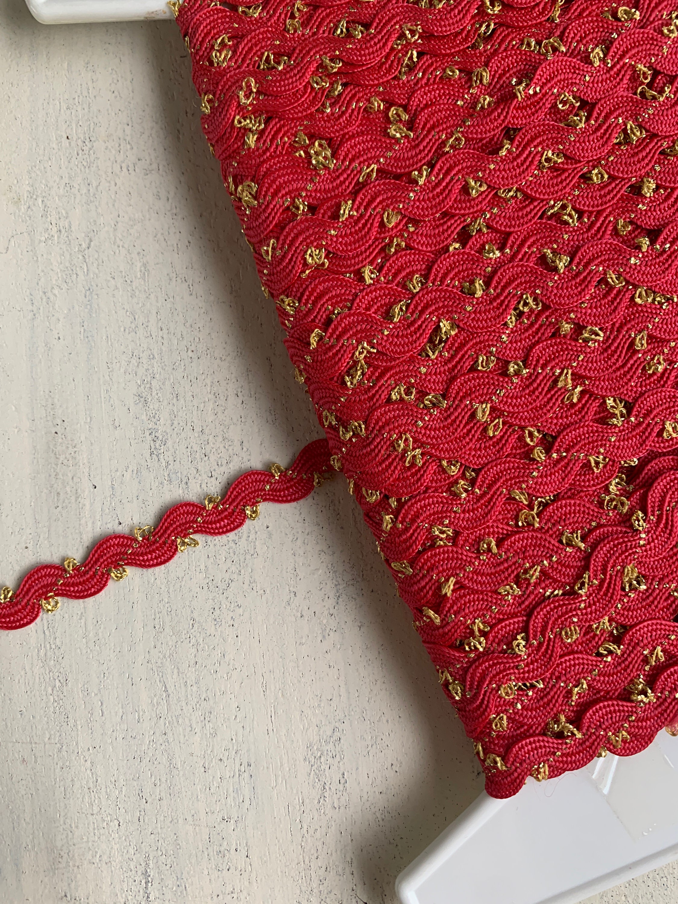 Red and Gold Trim For Sewing Christmas Home Decor Vintage Fancy Elegant 15+  yds