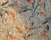 Cool Floral - Vintage Fabric FULL Feedsack 50s 60s Mod Orange Brown Gray