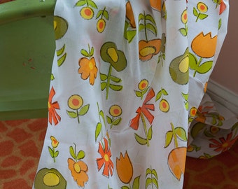 Mod Tulips and Daisies - Vintage Fabric  60s 70s New Old Stock  Juvenile Floral