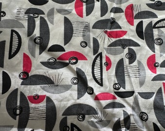 Fun Atomic Print - Vintage Fabric Apparel Pink Gray Shapes geometric