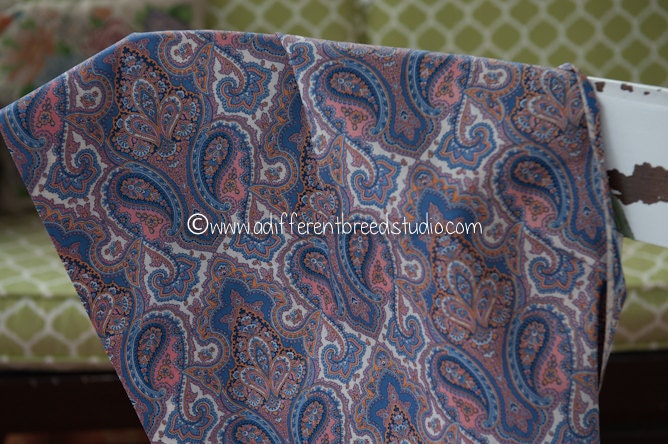 Paisley Medallion New Old Stock Vintage Fabric Blues Oranges - Etsy