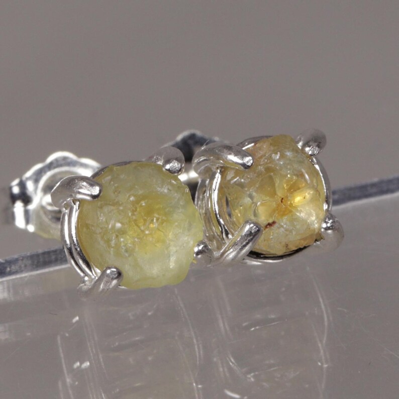 Raw Uncut Gemstone Crystals Montana Sapphires Sterling Earrings Free Gift Box Gift Tag and Free Shipping