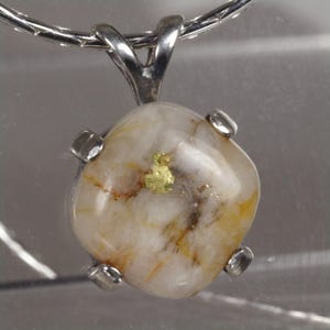 California Gold in Quartz, Sterling Pendant and Chain, Free Gift Box, Gift Wrap, Gift Tag and Free Shipping
