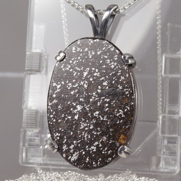 Meteorite from the Saharan Desert, Dar El Kahal Meteorite - Sterling Pendant & Chain - SALE - Free Gift Box, Gift Wrap, Gift Tag, Free Ship