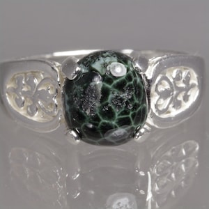 Michigan Greenstone, Isle Royale Greenstone, Mich State Gem, Chlorastrolite, Sterling Ring / S A L E / Free Gift Box,Wrap, Tag,Free Shipping