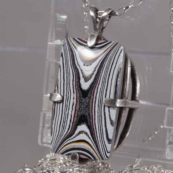Fordite from St. Louis - automotive history - St. Louis history  - Sterling Pendant and Chain - Free Gift Box, Gift Tag, Gift Wrap, Shipping