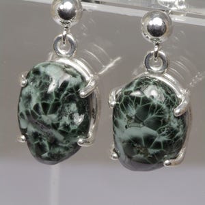Michigan Greenstones, Isle Royale Greenstones, Michigan State Gemstones, Chlorastrolite, Sterling Earrings - Free Gift Box,Wrap,Tag,Shipping