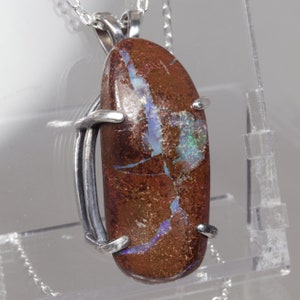Australian Koroit Opal, Yowah Opal, Boulder Opal, solid .925 Sterling Silver Chain / S A L E /  Free Gift Box, Gift Wrap, Tag, Free Shipping
