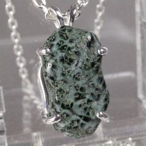 Michigan Greenstone, Isle Royale Greenstone, Michigan State Gem, Sterling Pend & Chain  /  S  A  L  E  /  Free Gift Box, Wrap, Tag, Shipping