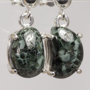 Michigan Greenstone Earrings, Isle Royale Greenstones, Michigan State Gemstones, Chlorastrolite, Sterling - Free Gift Box,Wrap,Tag,Shipping