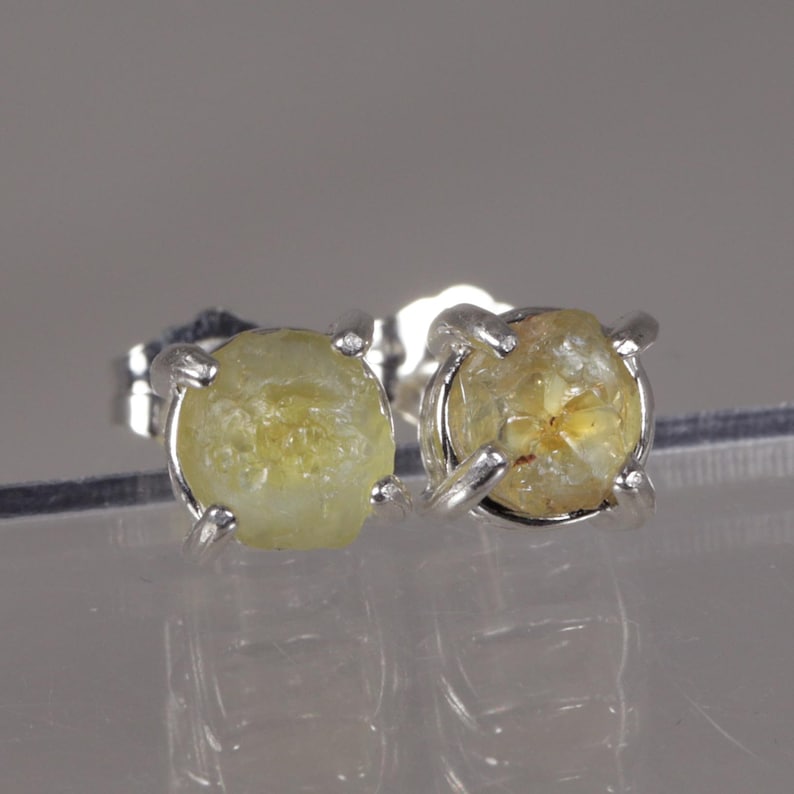Raw Uncut Gemstone Crystals Montana Sapphires Sterling Earrings Free Gift Box Gift Tag and Free Shipping