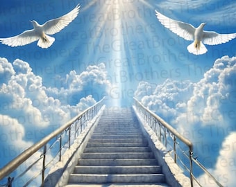 5 In Loving Memory PNG,  5 Memorial Background , Stairs to Heaven, Rest in Peace, Digital Files