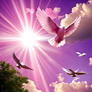 Serene Heavenly Background for Memorial Photos ,Elegant Memorial Photo Backdrop Heaven Inspired Background for Remembering Loved Ones