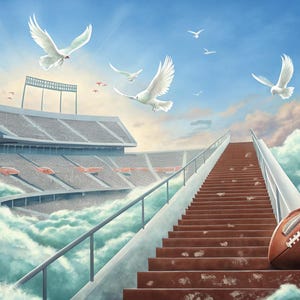Ruhe in Frieden png, Fußball-Memorial-Hintergrund, Treppe zum Himmel, Ruhe in Frieden, Fußball-Rip