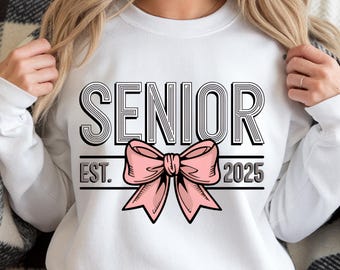 Senior 2025 PNG: Coquette Pink Bow Design (file digitale)