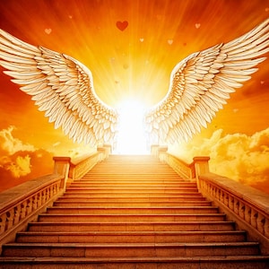 Stairway to Heaven AI Art: Christian Memorial Background (PNG Download)