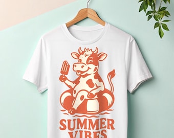Retro Highland Cow Summer Vibes PNG: Projekt koszulki plażowej (pobranie cyfrowe)