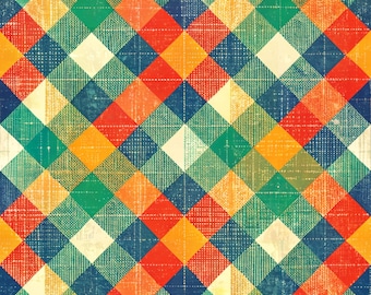 Pacchetto di carta digitale a quadri retrò anni '70: sfondo hippie alla moda (download digitale)