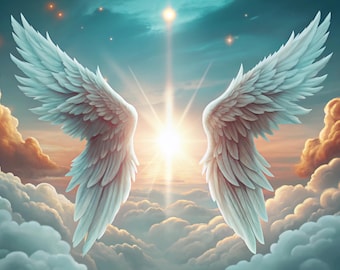 Memorial Heaven Background: Angel Wings, Bereavement Design (PNG Download)