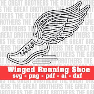 Sport Cliparts: schwarze geflügelte Laufschuh Umriss | hermes Leichtathletik Symbol digitaler download | svg, png, ai, pdf, dxf