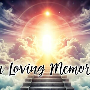 Paquete de diseño In Loving Memory, 5 plantillas conmemorativas EDITABLES Fondo celestial, edítelo usted mismo, morado Imágenes más vendidas Muchas gracias