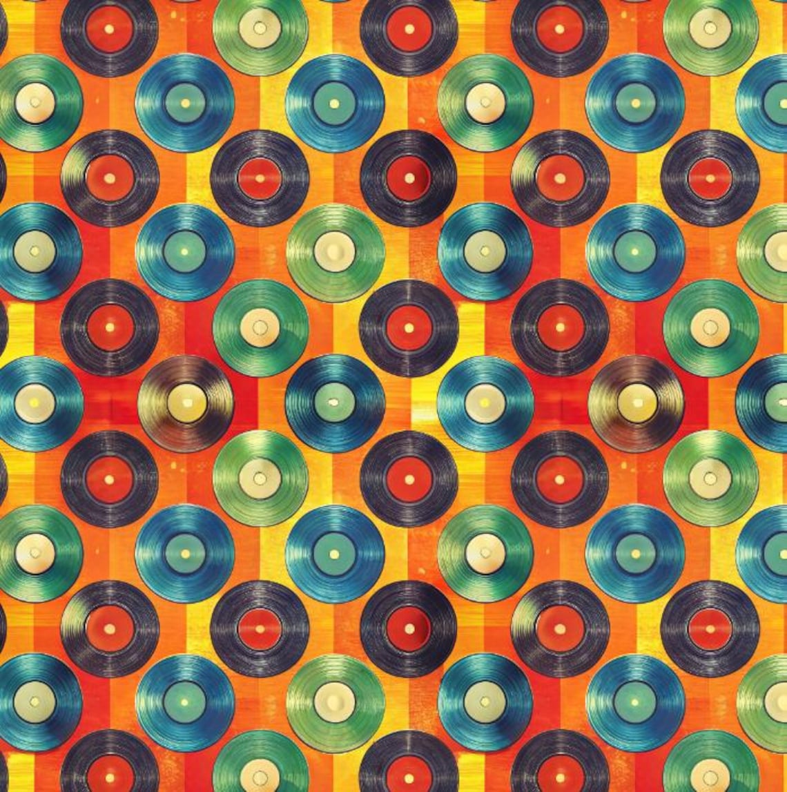 Vinyl Record Seamless Pattern: 5 Digital Papers (digital Download) - Etsy