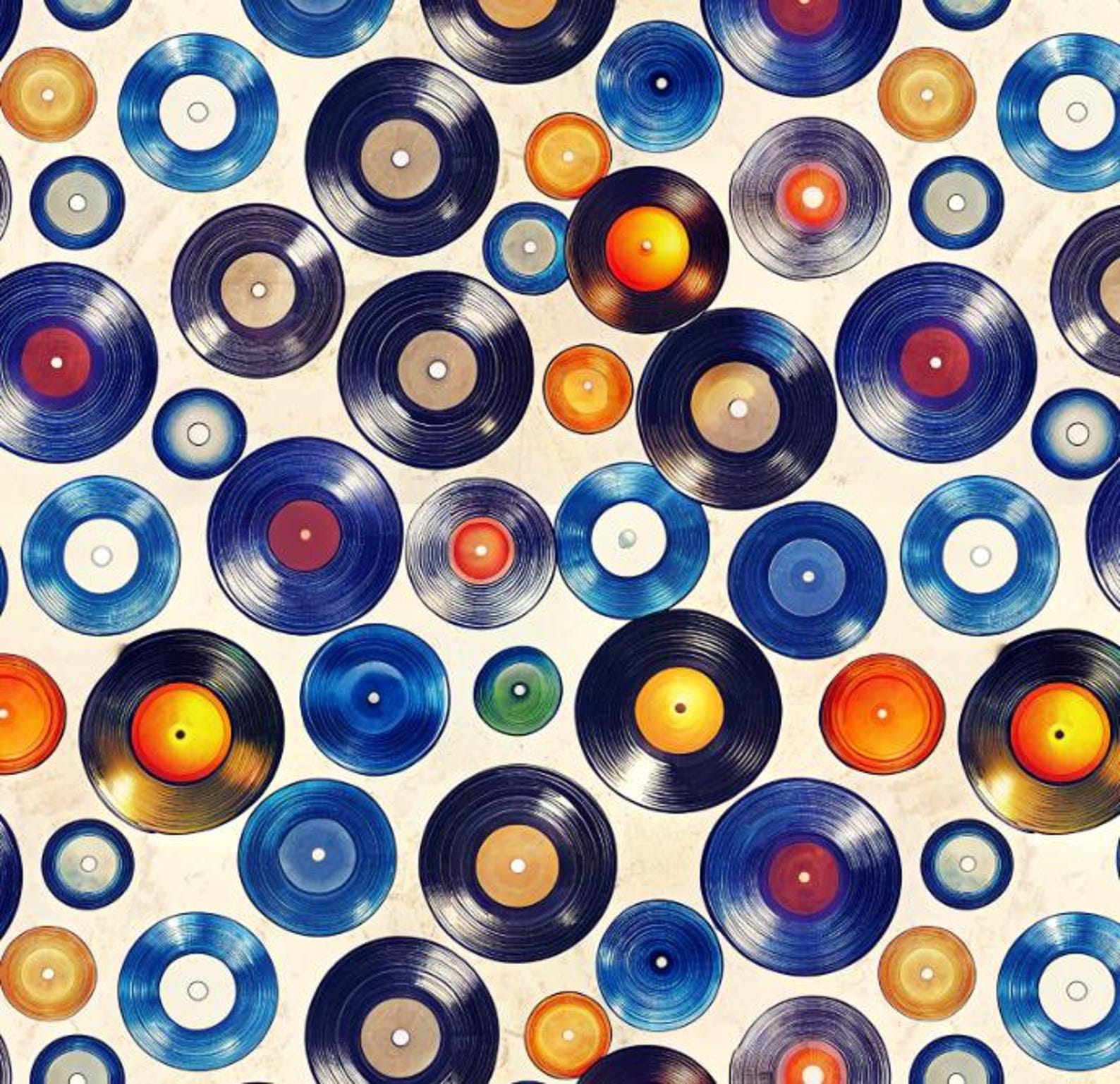 Vinyl Record Seamless Pattern: 5 Digital Papers (digital Download) - Etsy