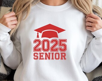 Camiseta de presente de formatura PNG para formandos de 2025, azul marinho, com laço, para escola secundária