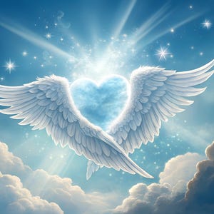 Memorial Heart Angel Wings Art: Heaven Background (Digital Download)