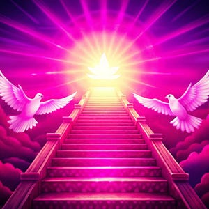 Fundo Memorial Heaven: Escadas para o Céu, Pombas (Arquivos Digitais PNG)