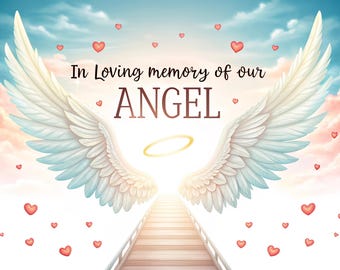 Memorial Heaven Background: Angel Wings, Stairs (PNG Download)