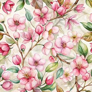 Pink Watercolor Floral Printable Paper Seamless JPG Shabby Chic Digital ...