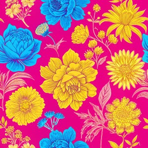 Preppy seamless pattern, preppy flowers, bright florals, seamless paisleys