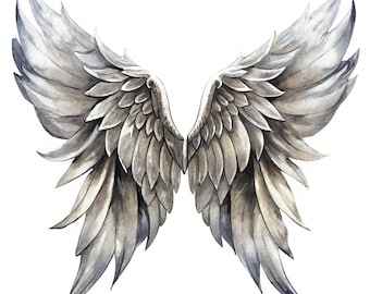 Clipart de asas de anjo em aquarela: pacote de PNG SVG de halo e céu