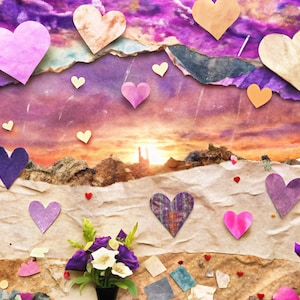 5 In heart collage PNG,  5 collage Background , Stairs to Heaven, Rest in Peace, Digital Files