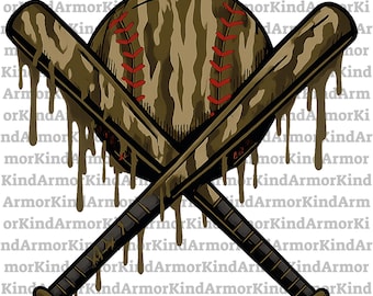 Camo Baseball Drip PNG: Sublimation Sports Design (Digital Download)