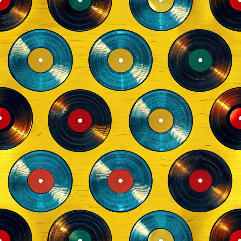 Vinyl Record Seamless Pattern: 5 Digital Papers (digital Download) - Etsy