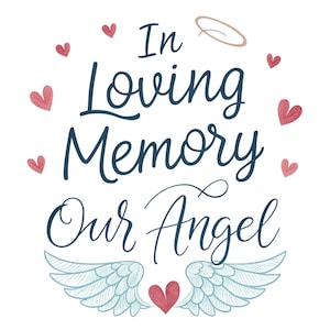 Memorial Image with Heart  And Angel Wings, Ray Of Light, In Loving Memory, Heaven Background, Never Forgotten, Digital Download