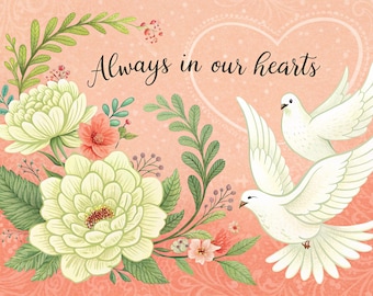 Fundos elegantes para funeral: design floral de pomba (download digital)