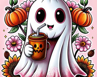 Cute ghost png, Halloween png, coffee png, bougie png, bougie ghost, Halloween T shirt design png, mug png, Trending png, dtf, png, gift