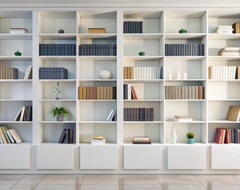 White Bookshelf Zoom Background: Clean Home Office (Digital Download)