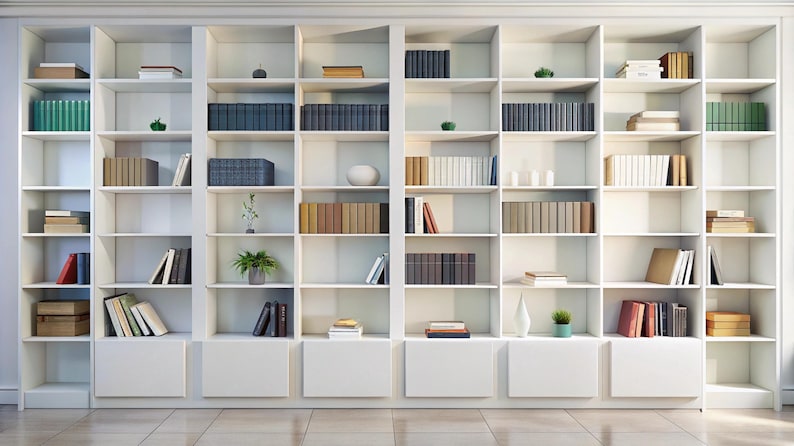  White Bookshelf Zoom Background | Zoom Background Home Office | Home ...