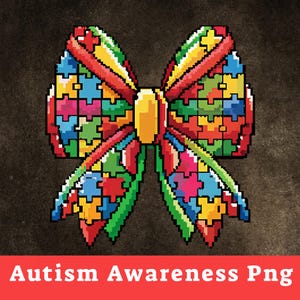 Autism Awareness Coquette Png, Retro Autism Bow PNG, Autism Mama PNG, Autism Advocate Png, Special Education, Neurodiversity Png