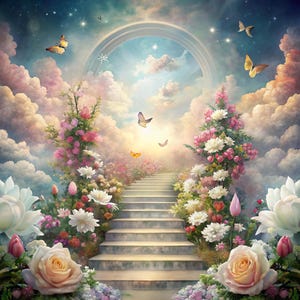 Rest in Peace PNG | 5 Memorial Backgrounds | Stairs to Heaven | RIP Background | Memorial Clipart | Funeral Digital Download