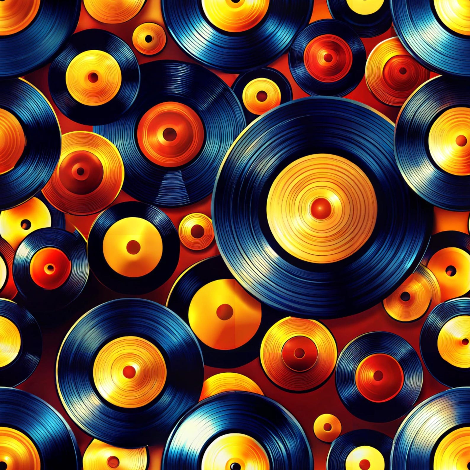Vinyl Record Seamless Pattern: 5 Digital Papers (printable) - Etsy