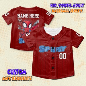Custom Spidey Baseball Jersey, Superhero Birthday Boy Shirt, Spiderman Family Shirt, Spider Birthday Party, Custom Toddler Birthday Shirt